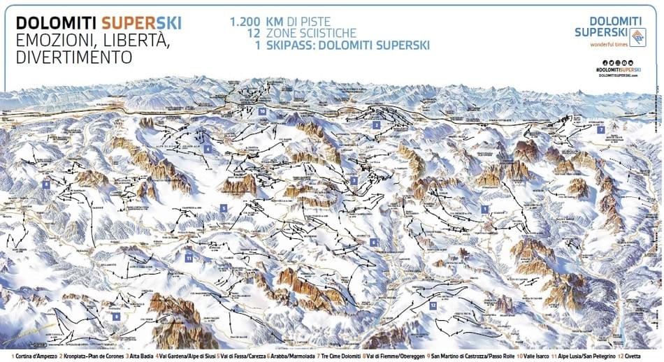 ski map of the Dolomiti Superski