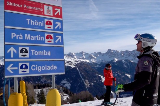 The Gustav Thöni slope in the Catinaccio Ski Area