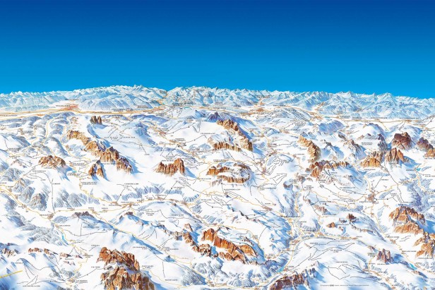 Cartina sciistica Dolomiti Superski